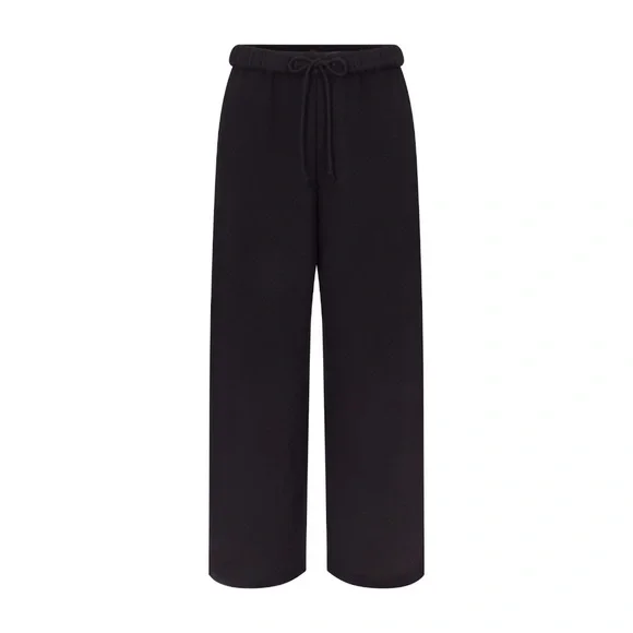Skims Cotton Fleece Classic Straight Leg Pant in Onyx, Size XXS